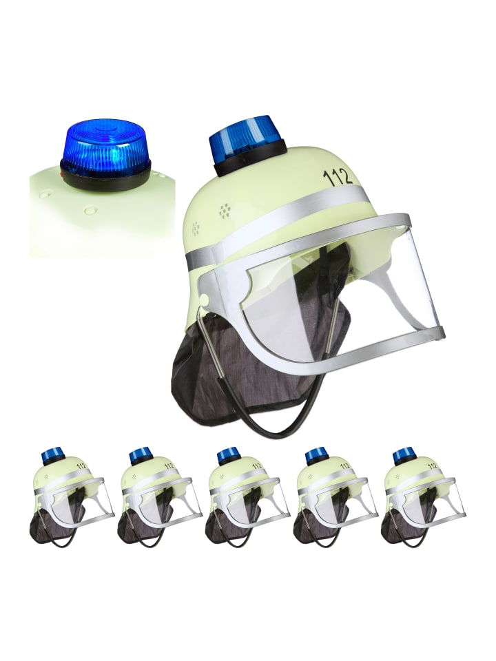 relaxdays 6x Kinder Feuerwehrhelm in Gelb günstig kaufen onesize