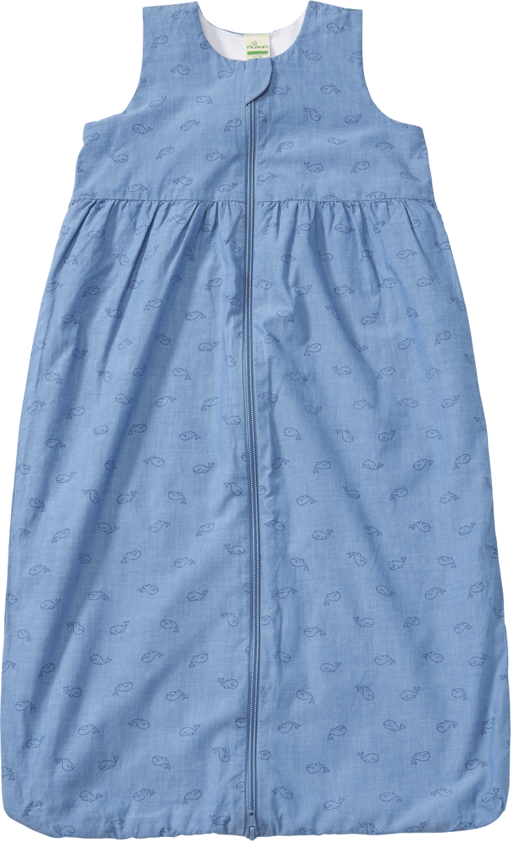 Schlafsack 0,5 TOG mit Wal-Muster, blau, 90 cm, 1 St