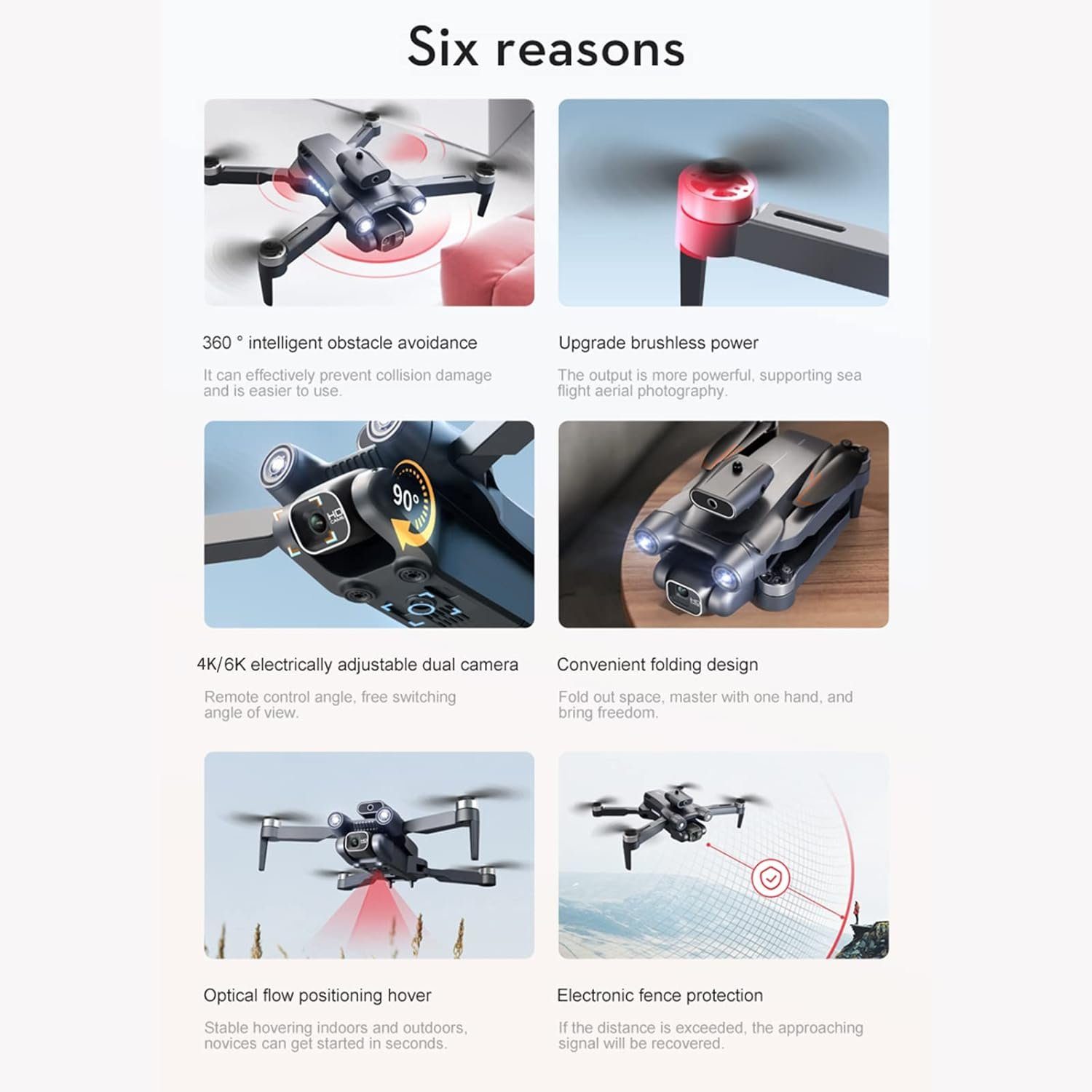 Goolsky Drohne (LS-S1S Drohne mit Kamera 4K WIFI Professional Bürstenloser Quadcopter, Positionierung, Gestenfotografie, Maintien D'Altitude Mode 'Headless)