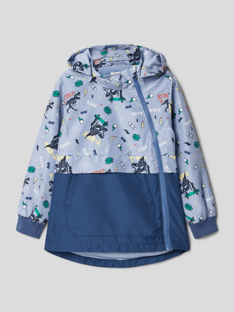 Jacke mit Allover-Muster Modell 'MOONS' in hellblau