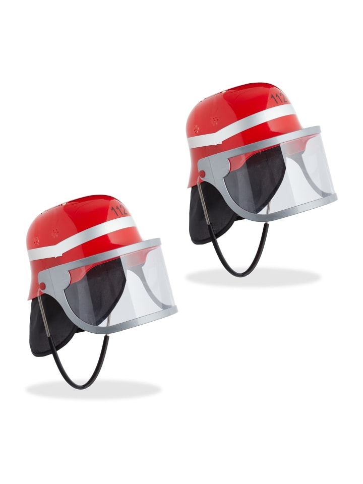 relaxdays 2 x Feuerwehrhelm in Rot günstig kaufen onesize