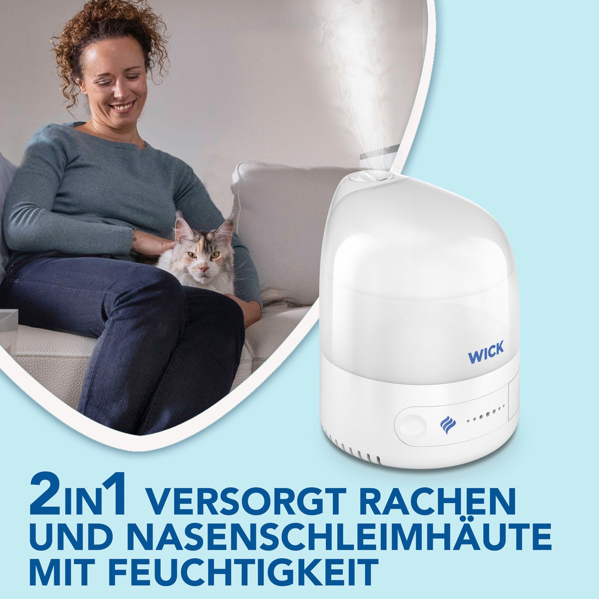 WICK Luftbefeuchter Persönlicher Kaltluft-Ultraschall-Luftbefeuchter - WUL510, 7 l Wassertank, UNSER KLEINSTER LUFTBEFEUCHTER: Kompakt, intuitiv, einfach zu bedienen