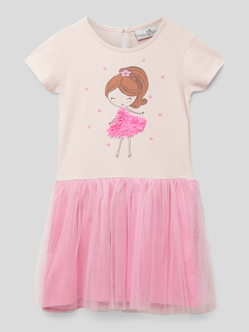 Minikleid mit ausgestellter Rockpartie in hellrosa