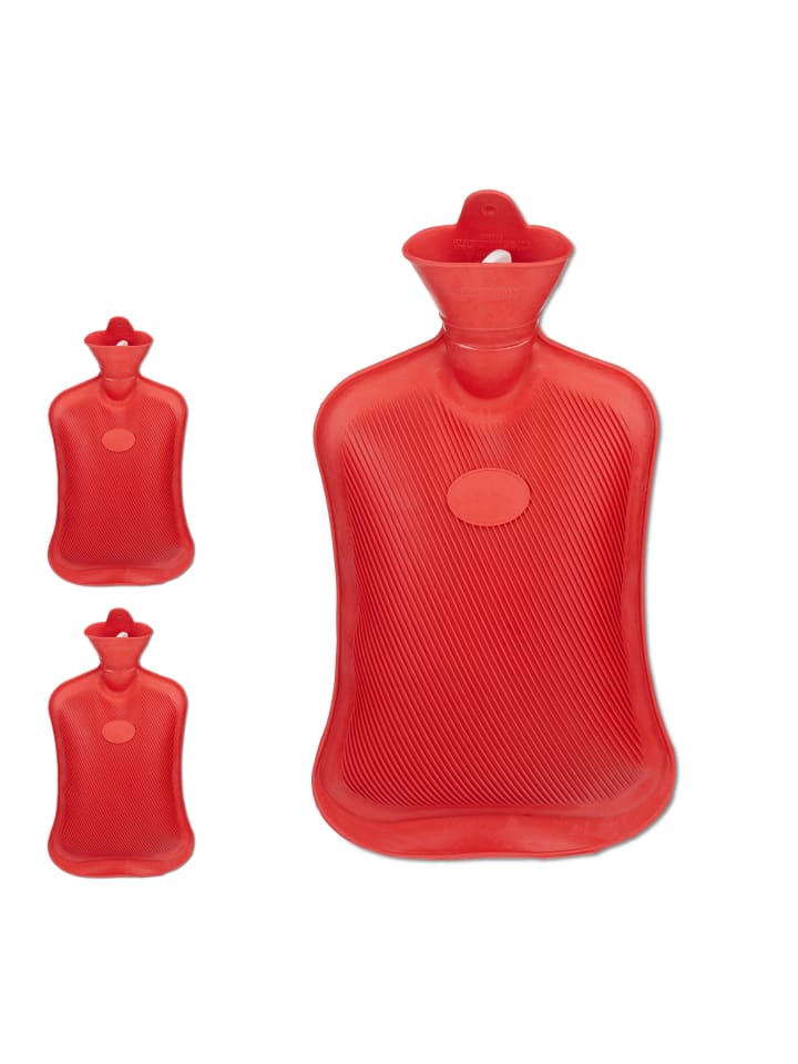 relaxdays 3x Wärmflasche in Rot - 2 l günstig kaufen onesize