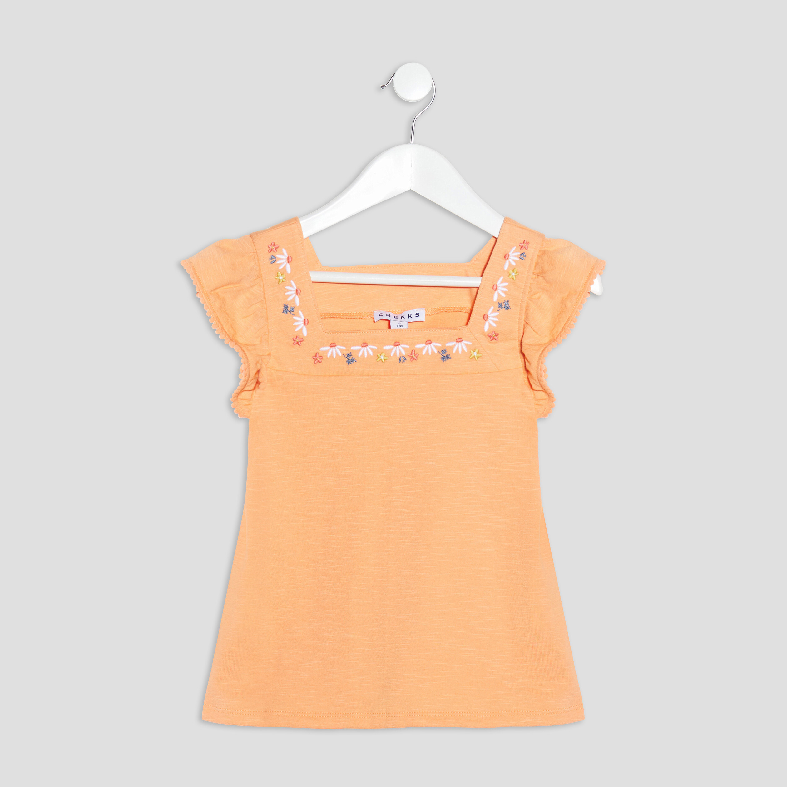 T-shirt manches courtes Creeks orange corail fille | La Halle