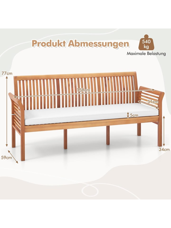 COSTWAY Gartenbank Akazienholz für 3 Personen in Beige günstig kaufen onesize