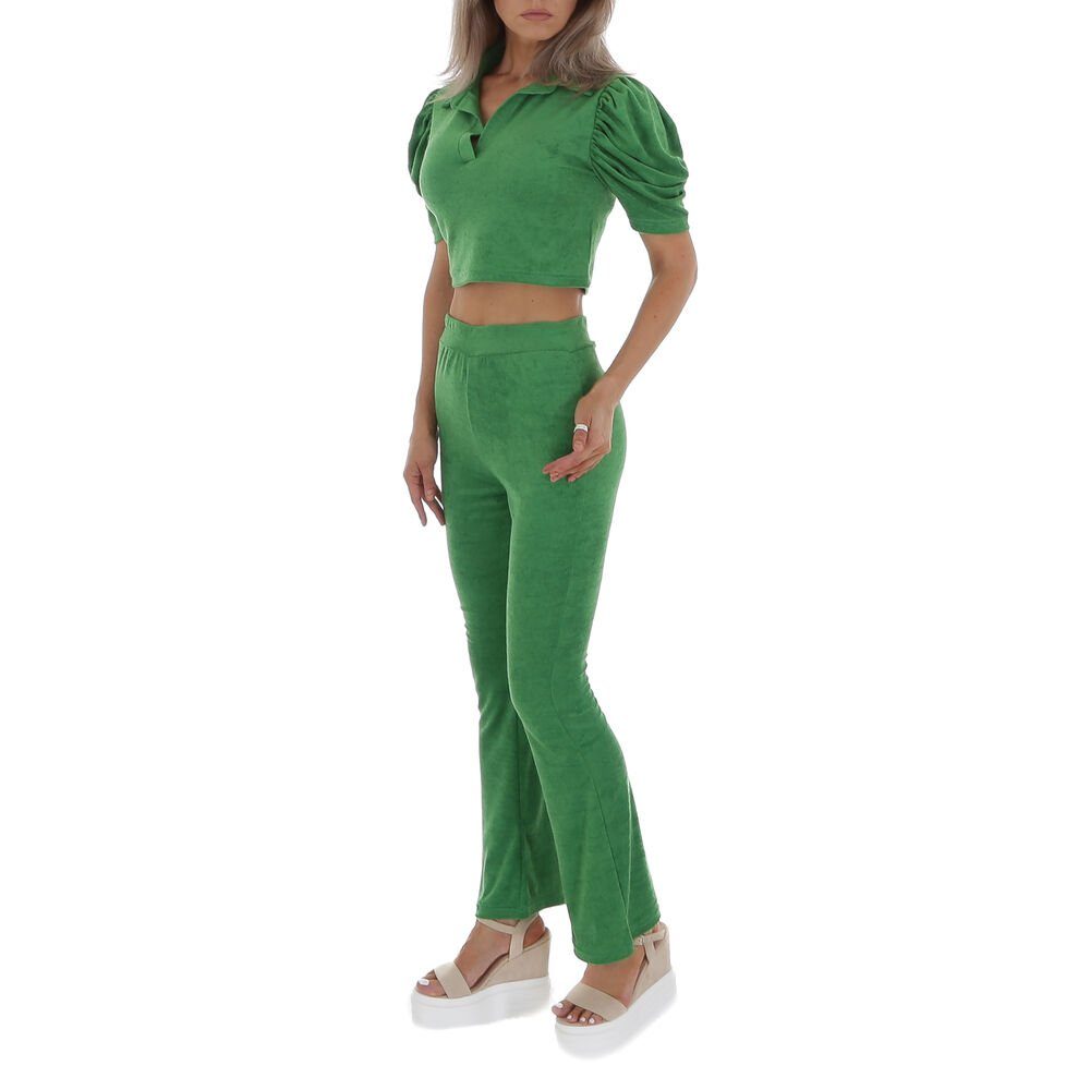 Ital-Design Freizeitanzug Damen Freizeit, Stretch Zweiteiler in Grün