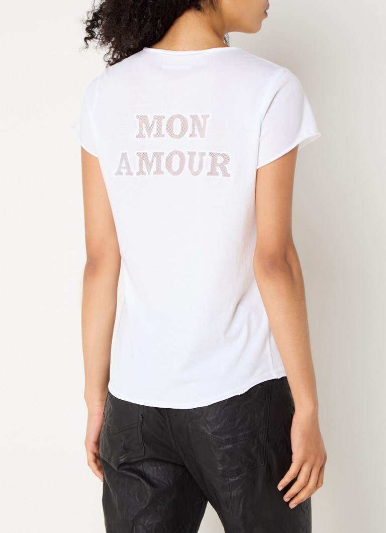 Tricou Zadig&Voltaire Henley din bumbac organic cu detalii perforate.