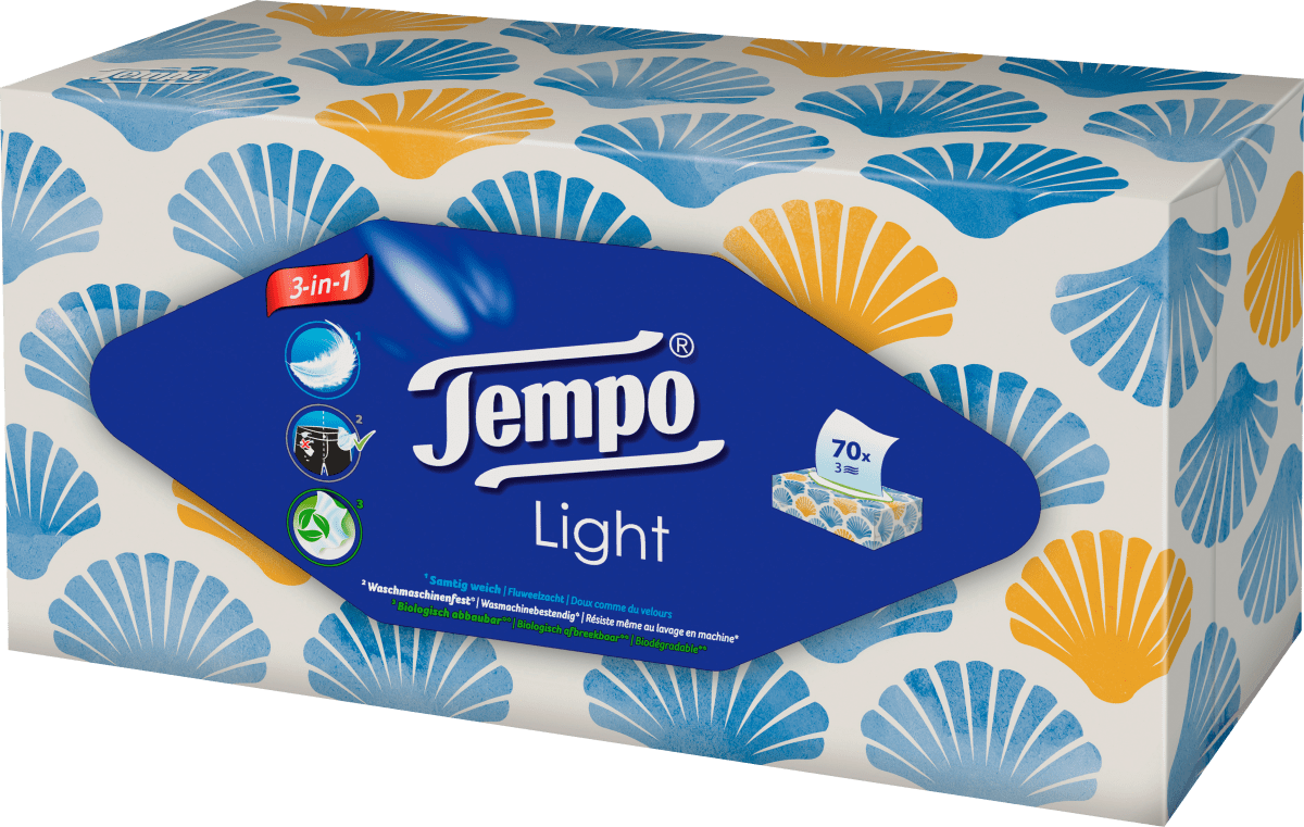 Tempo Taschentücher Light Box, 70 St