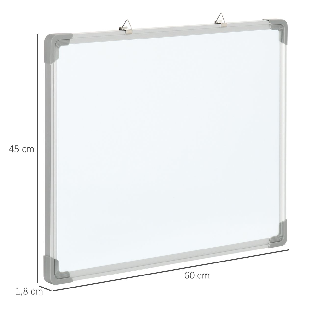 HOMCOM Whiteboard Magnetisch Magnettafel mit 4 Markern 1 Radiergummi 10 Magnet Staffelei Wandmontage leicht abwischbar 60 x 1,8 x 45 cm