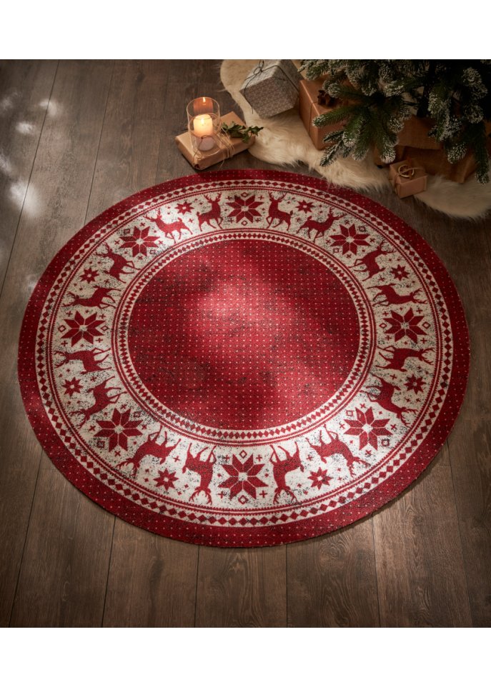 Runder Teppich mit Weihnachtsmotiv