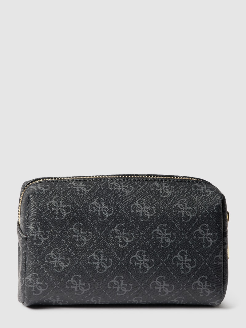 Kosmetiktasche mit Allover-Logo in schwarz