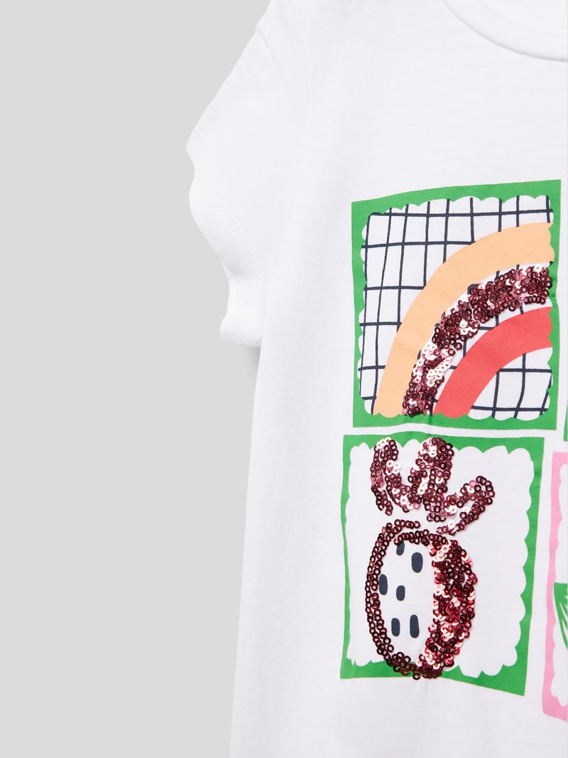T-Shirt aus Baumwolle mit Motiv-Print in weiß