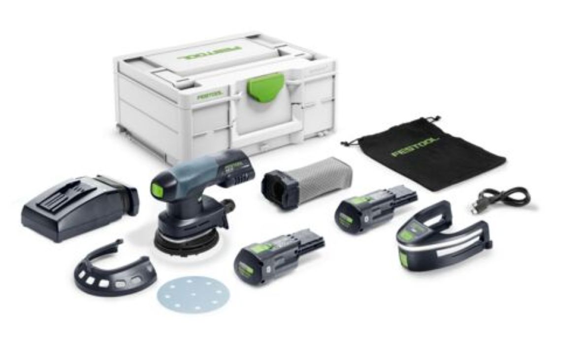 Festool 578854 ETSC 125 3.0 I-Plus batteridrevet eksentersliper 1x 18V 3.0Ah batteri og hurtiglader i koffert