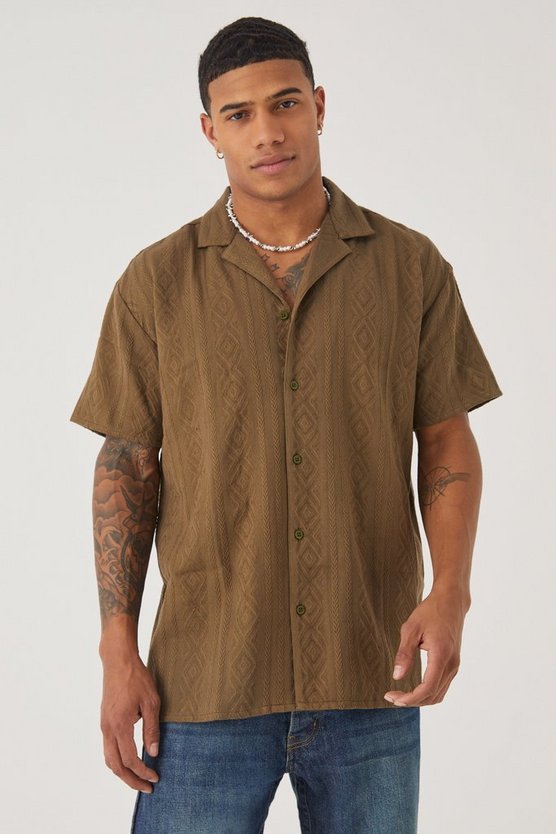 Kurzärmliges Oversize Hemd mit Print