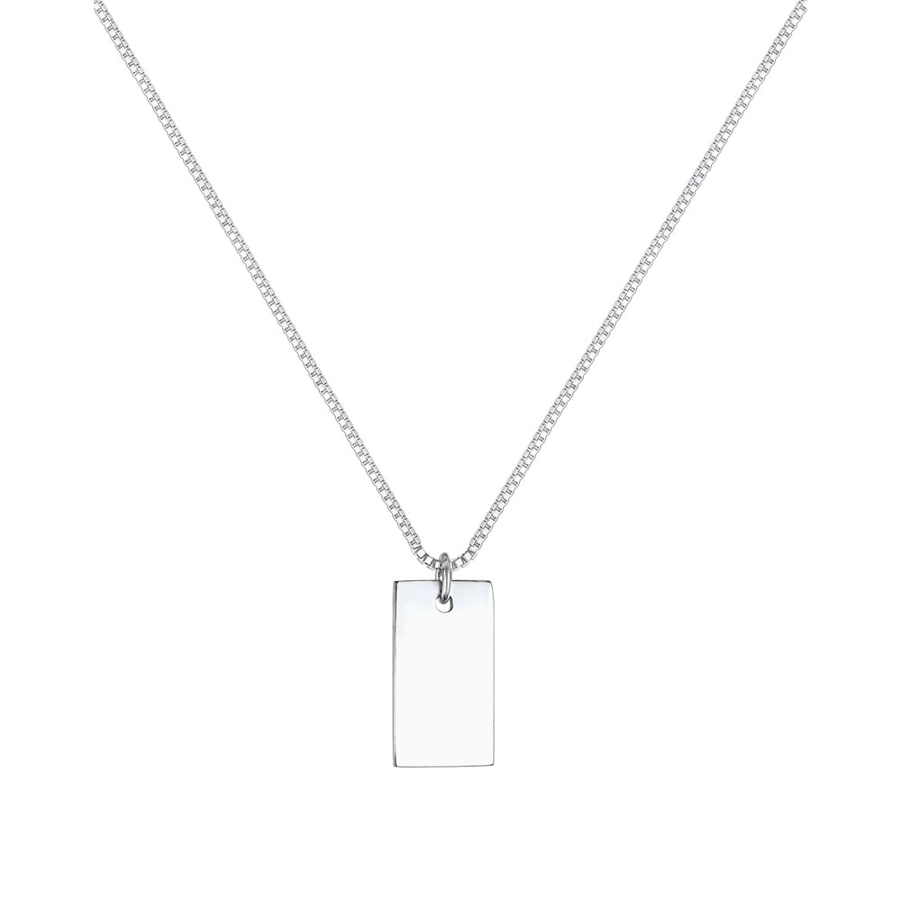 Elli Elli Collier Rectangle Pendentif Géo Basic Minimal Collier Femme - (925/1000) Arg Bijoux