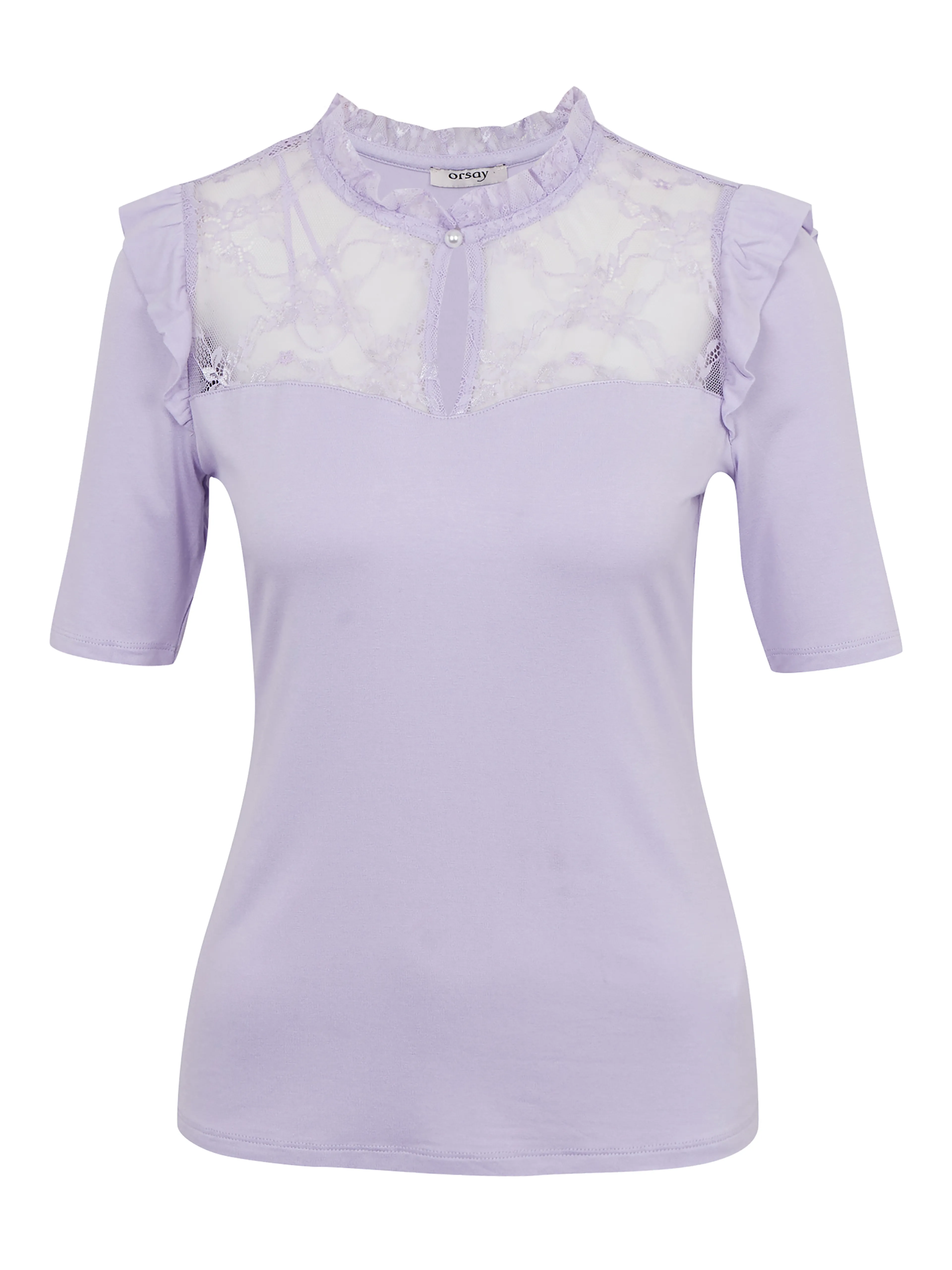 Hellviolettes Damen-T-Shirt mit Spitze ORSAY