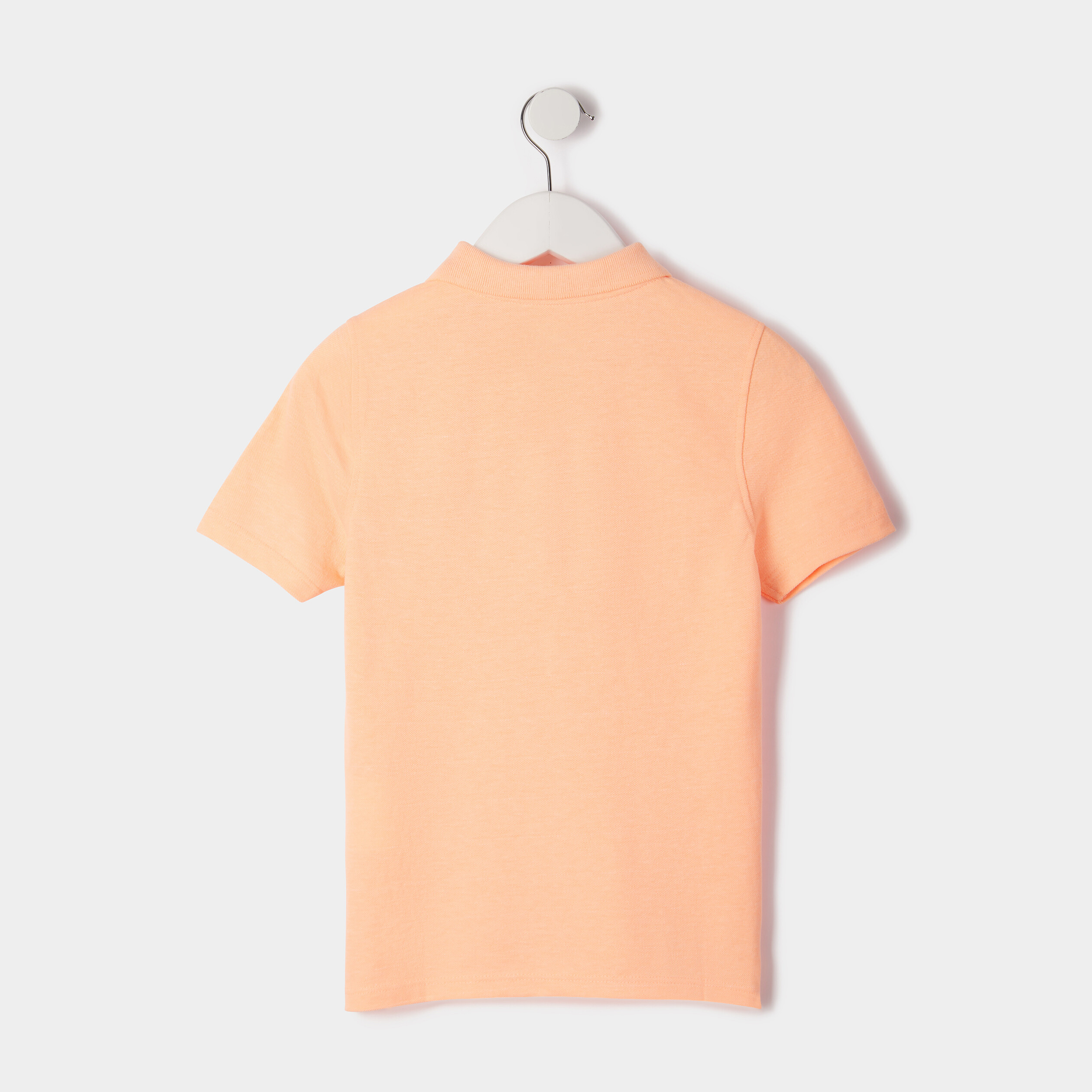 Polo manches courtes à détail brodé orange fluo garçon | La Halle