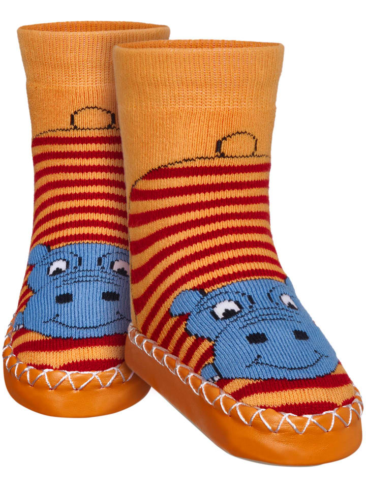 Playshoes Hüttenschuh Nilpferd in Rot günstig kaufen