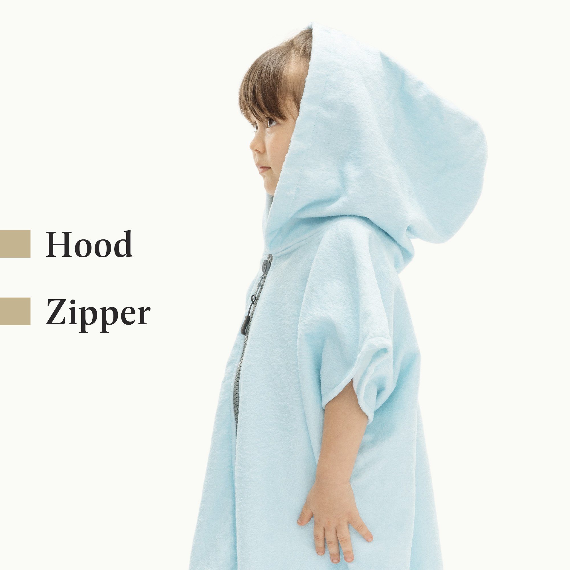 HOMELEVEL Bademantel Frottee Badeponcho mit Reißverschluss - Handtuch Poncho für Mädchen, Baumwolle