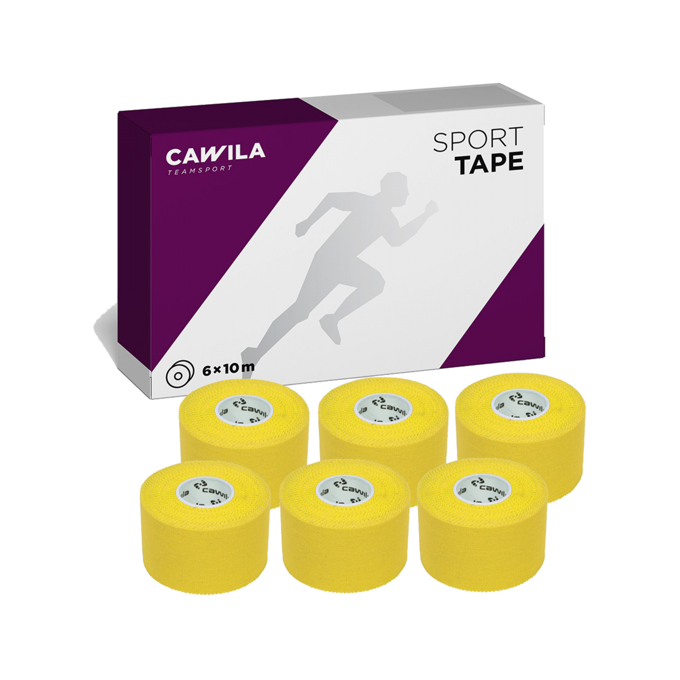 Cawila Sporttape COLOR 3,8cm x 10m 6er Set Gelb