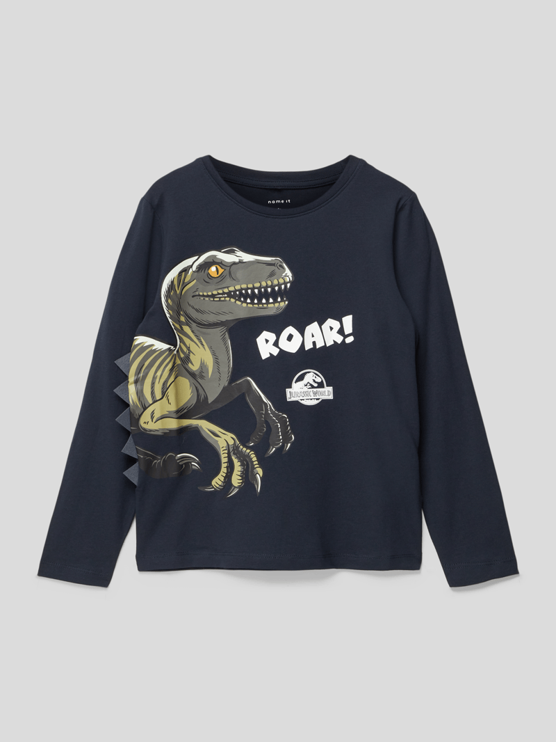 Longsleeve mit Print Modell 'MNOL JURASSIC' in marineblau