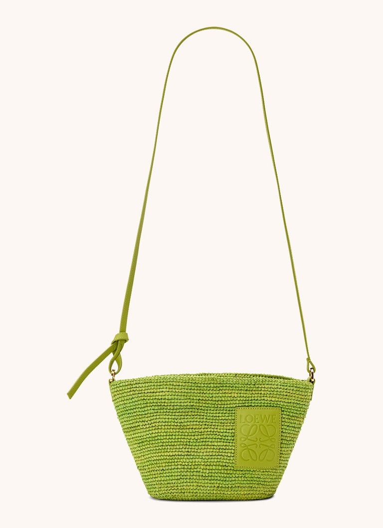 LOEWE Slit raffia crossbody bag with calfskin details
