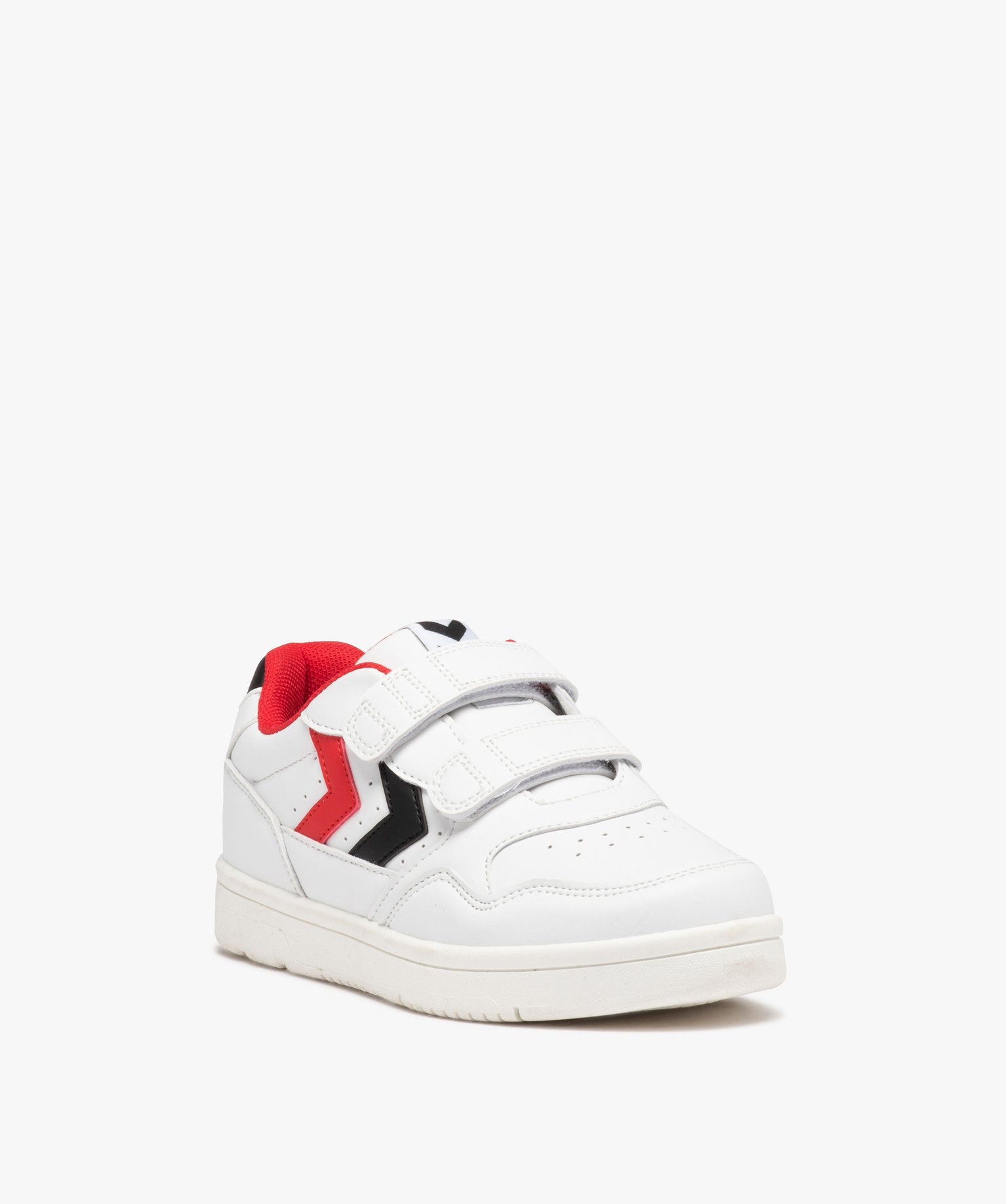 Baskets Garçon unies à bandes colorées et double scratch ... blanc | GEMO