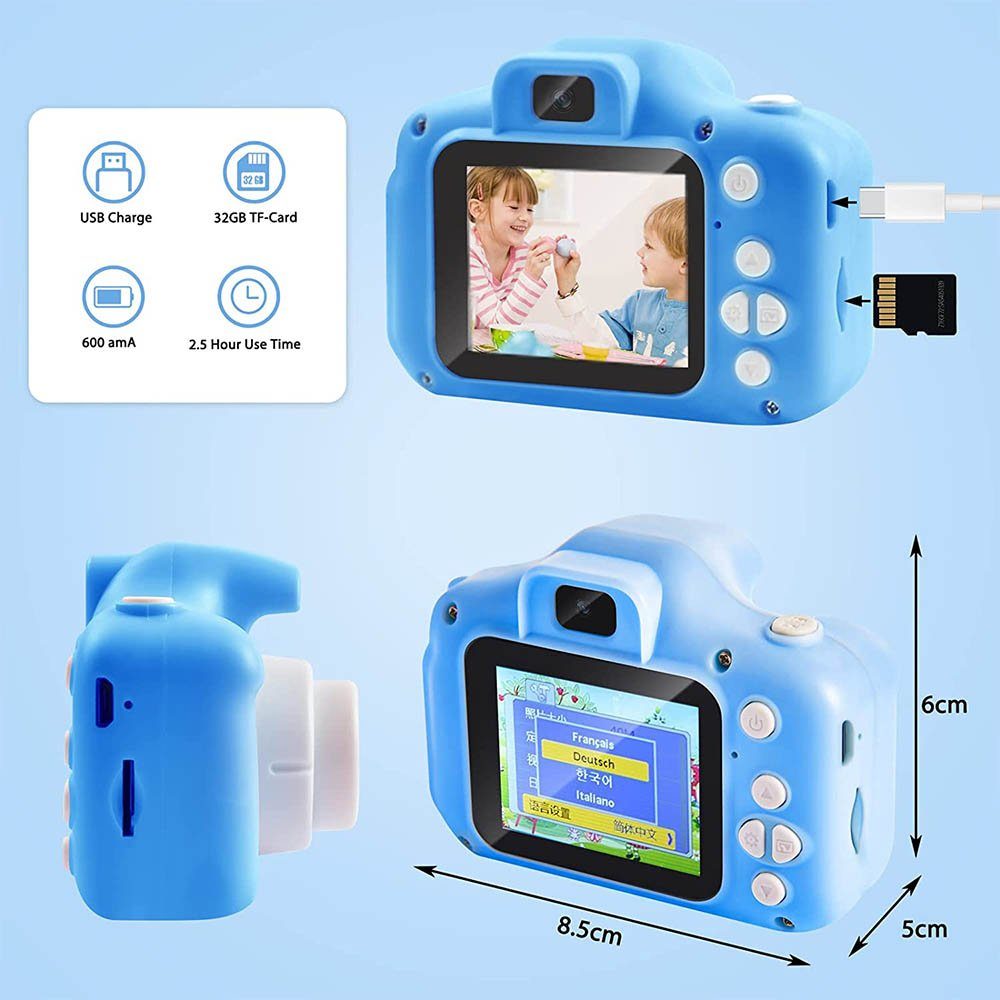 Tadow Kinder Kamera,Kreative Kinderkamera,1080P HD 32GB TF-Karte USB Sofortbildkamera