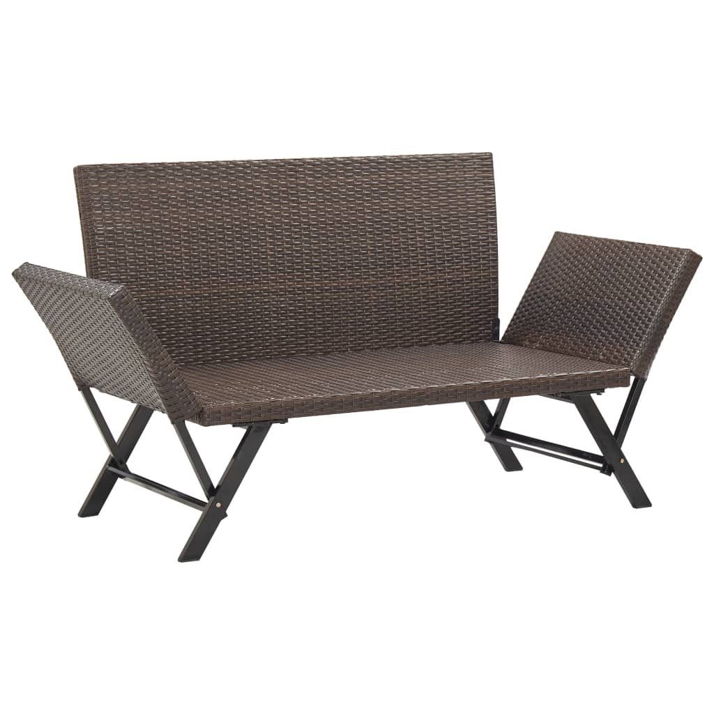 vidaXL Gartenbank Gartenbank mit Auflagen 176 cm Braun Poly Rattan (1-St)