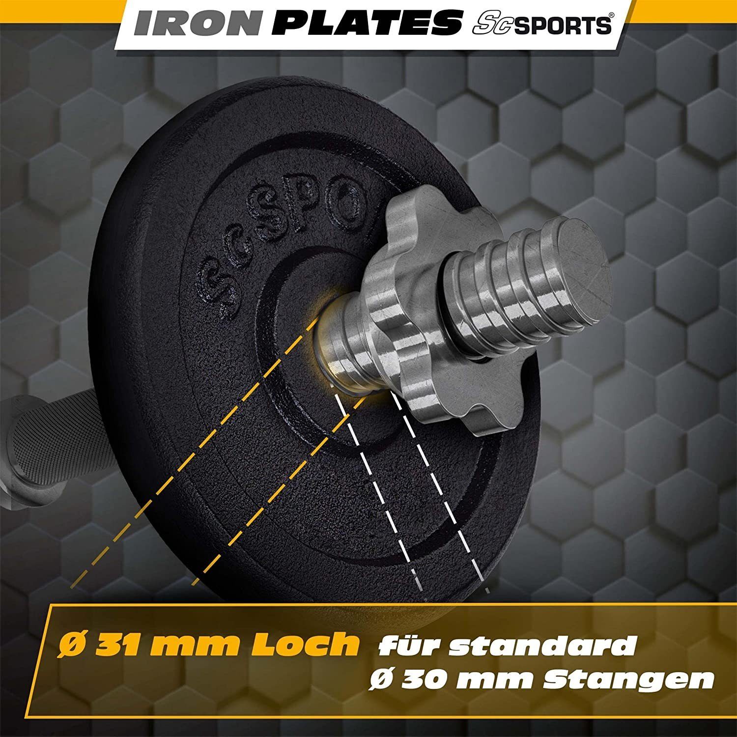 ScSPORTS® Hantelscheiben Set 5 kg Ø 30mm Gusseisen Gewichtsscheiben Gewichte, (10002964-tlg)