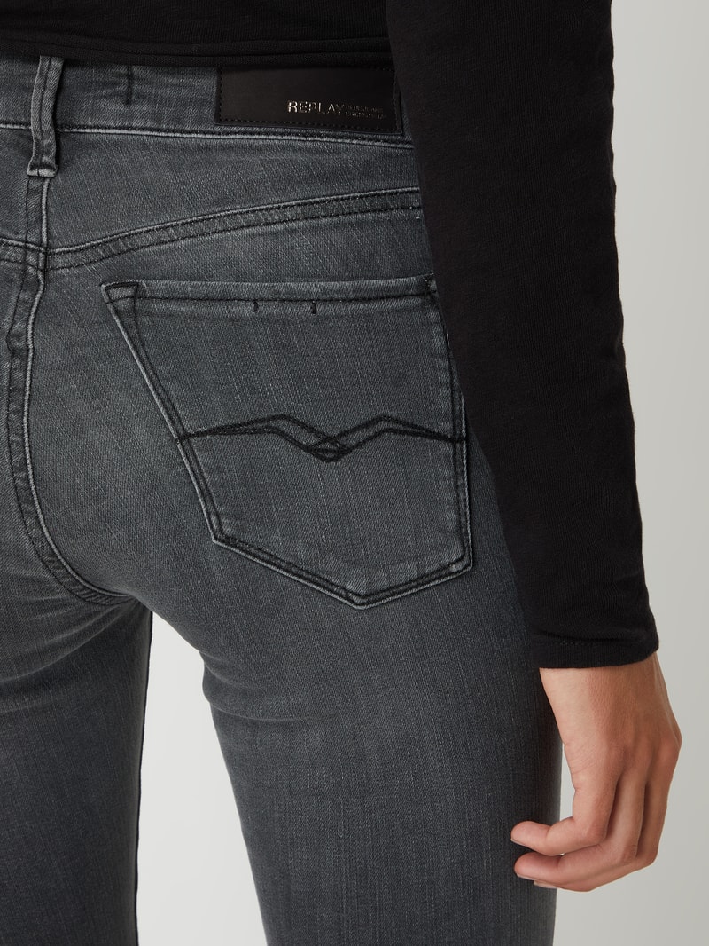 Skinny Fit High Waist Jeans mit Stretch-Anteil Modell 'Luzien' in anthrazit