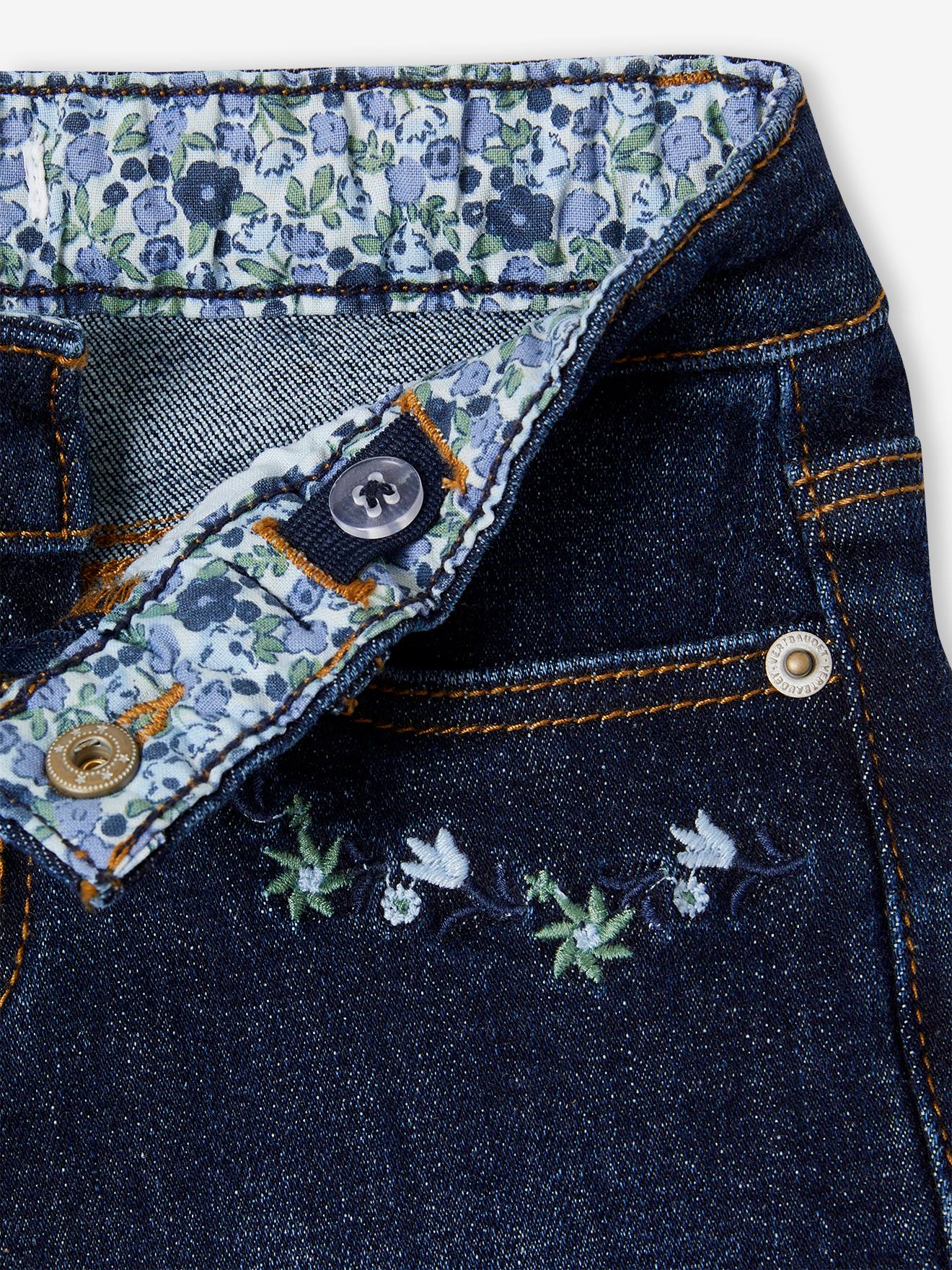 Vertbaudet Bestickte Mädchen Jeans-Shorts Oeko-Tex - blue stone