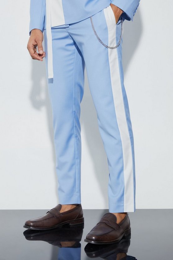 Slim-Fit Colorblock Hose mit Kette