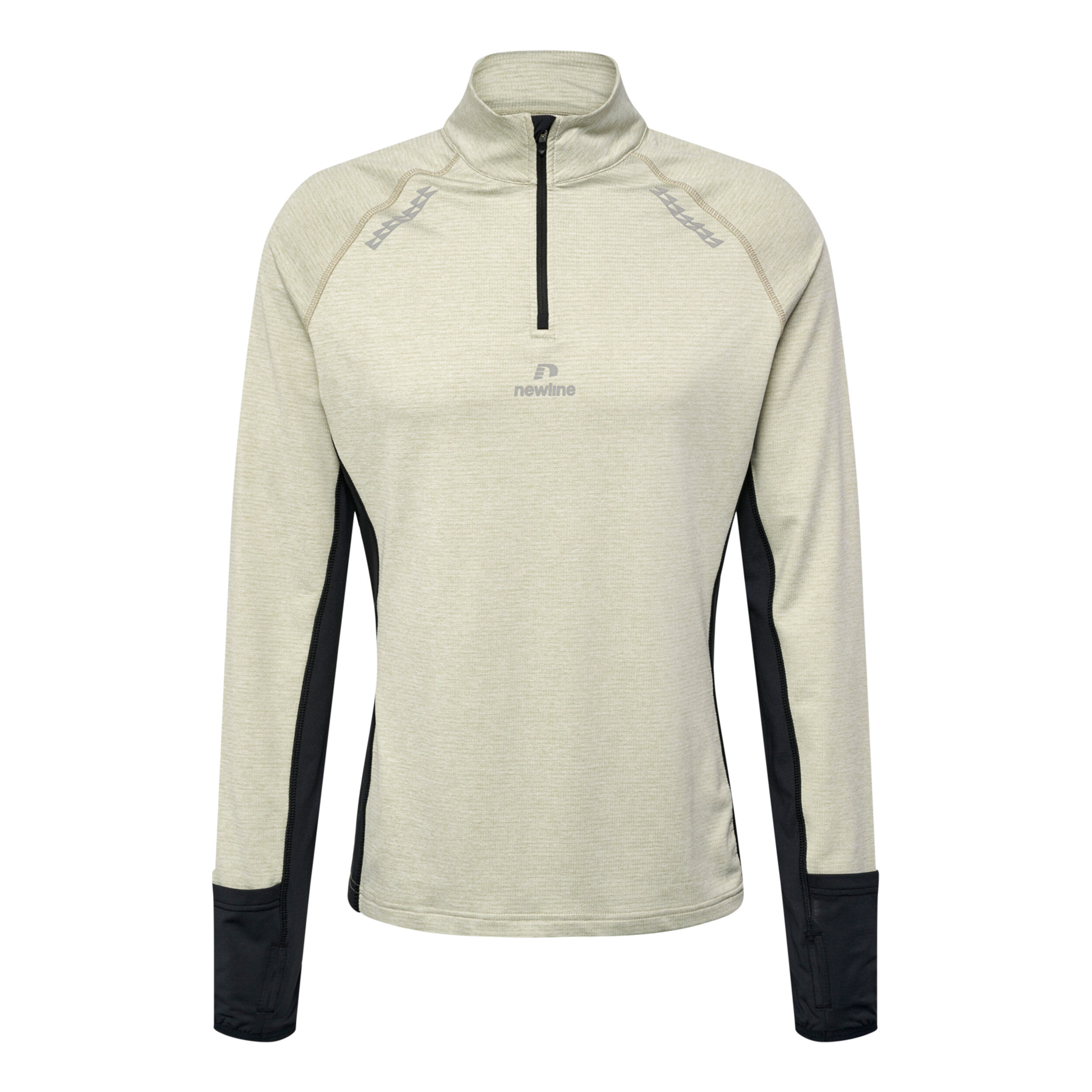 Mesa Half-Zip Lauftop Herren - Beige, Schwarz