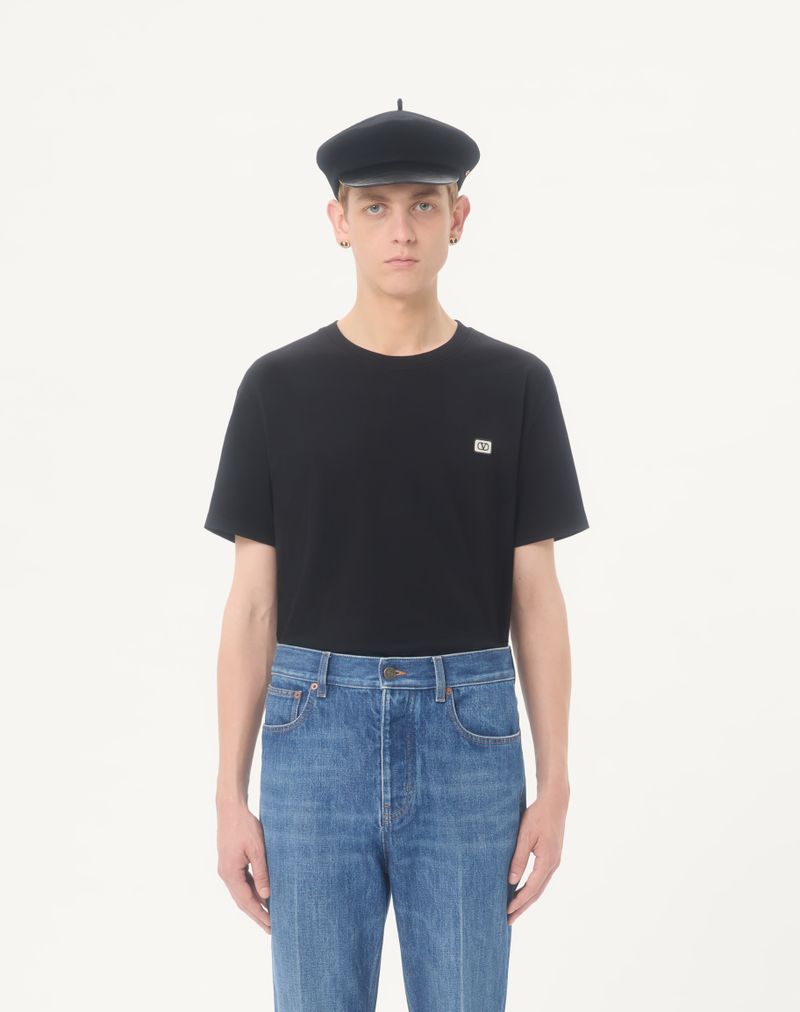T-shirt en coton avec écusson logo V
