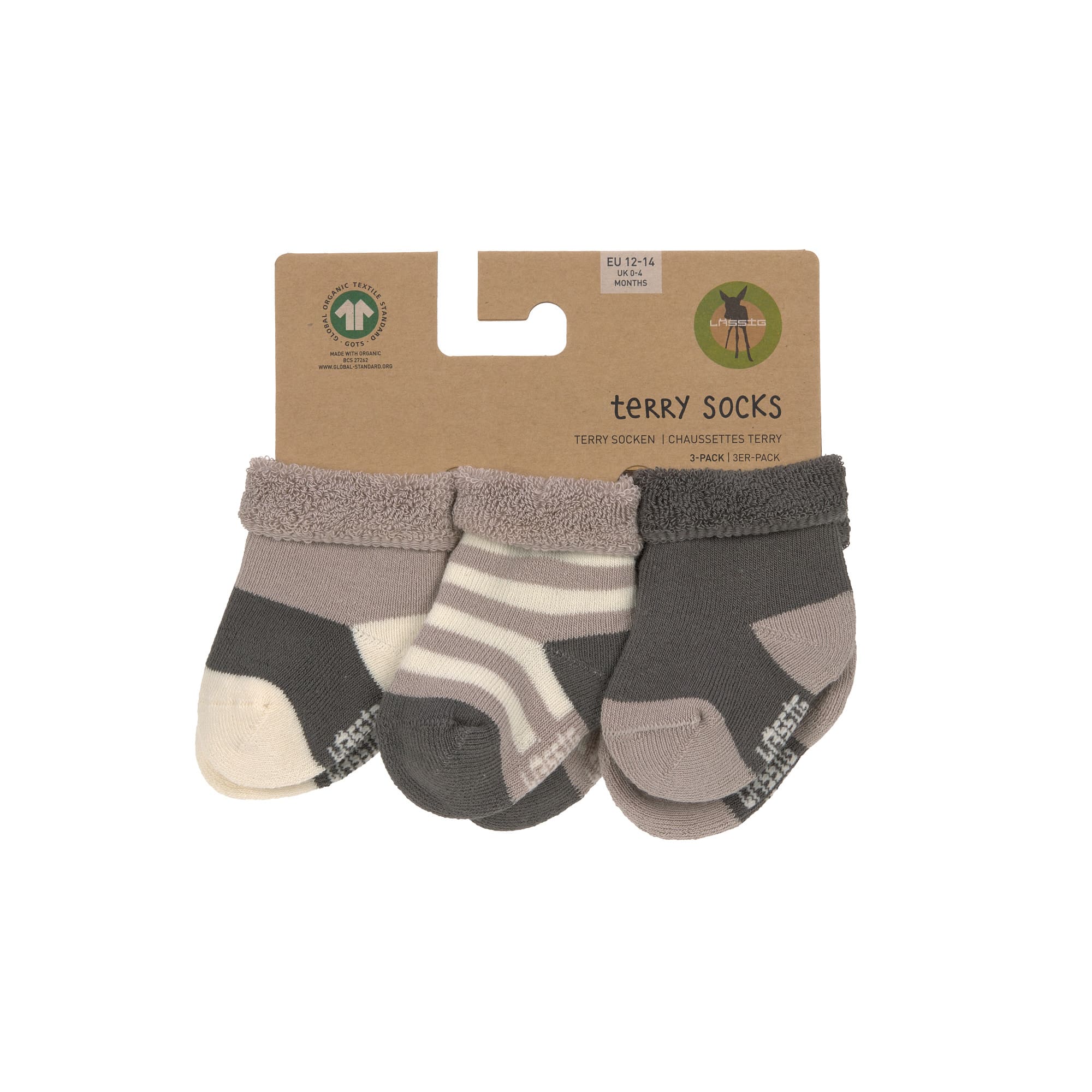 Frottee Socken Kinder (3er Set), Anthrazit Taupe