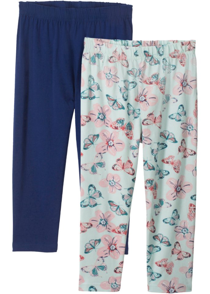 Mädchen 3/4 Leggings (2er-Pack) mit Bio-Baumwolle