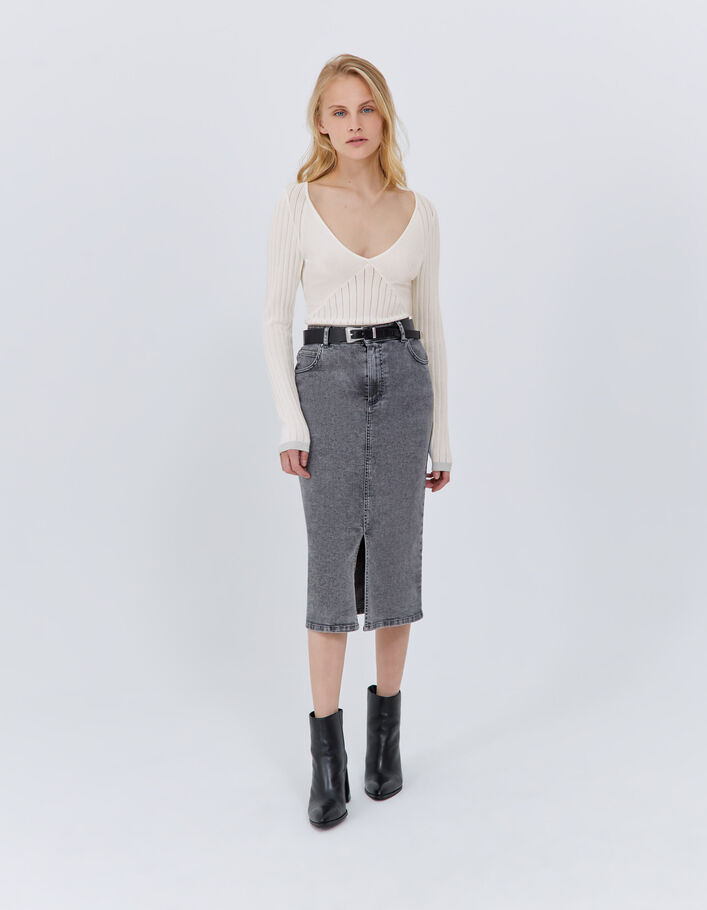 Pull écru tricot ajouré fantaisie Femme