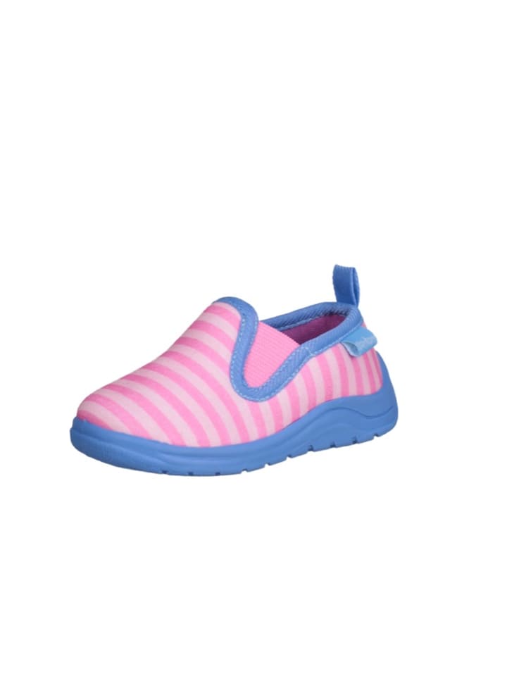 Playshoes Hausschuh Ringel in Pink/Türkis günstig kaufen