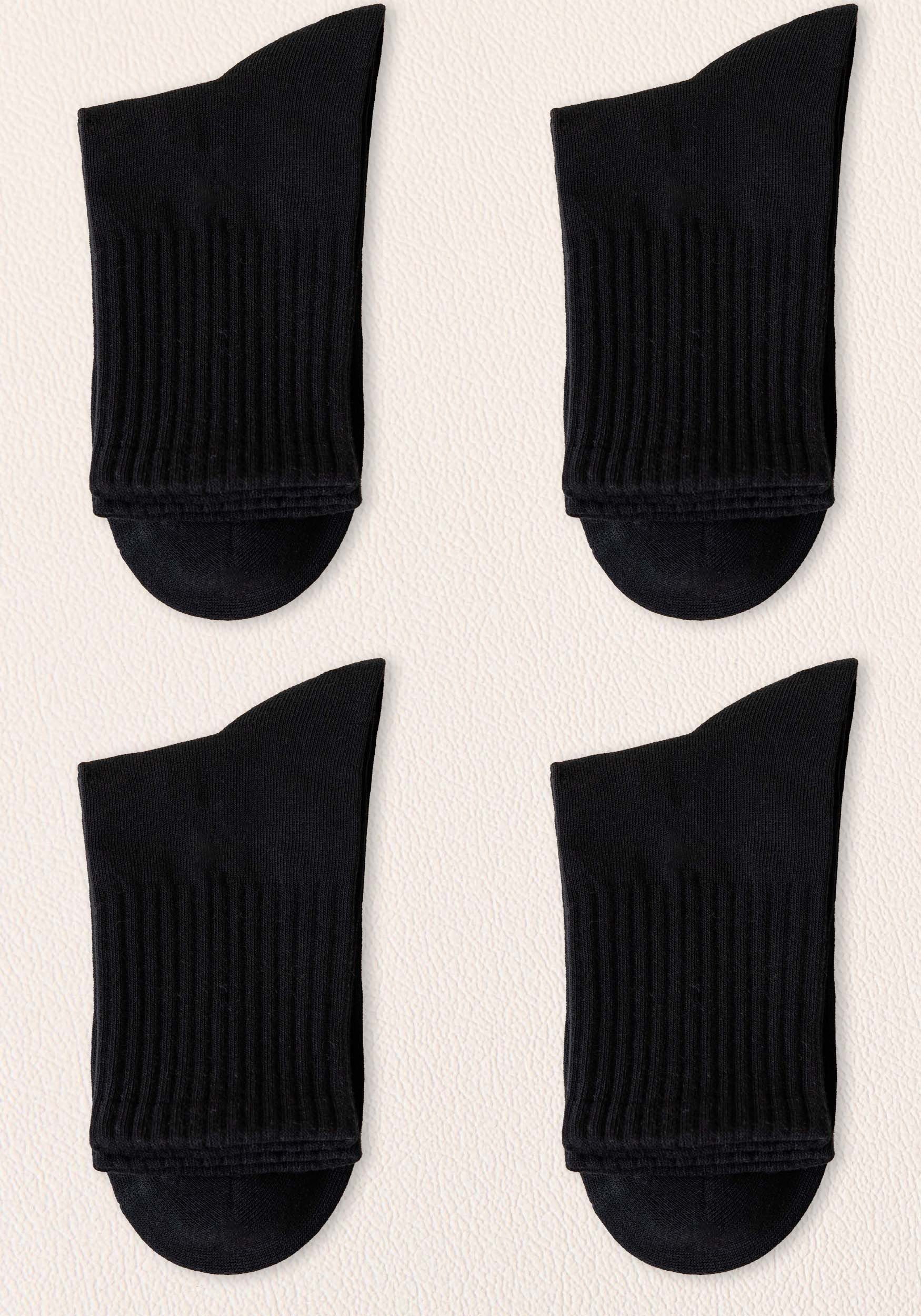 MAGICSHE Socken Damen 100% Baumwolle einfarbig hohes Basicsocken (4-Paar, 4-Paar)