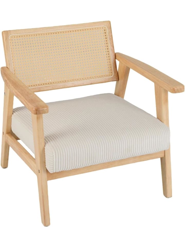 COSTWAY Loungesessel mit Rattan-Rückenlehne in Hellbraun günstig kaufen onesize