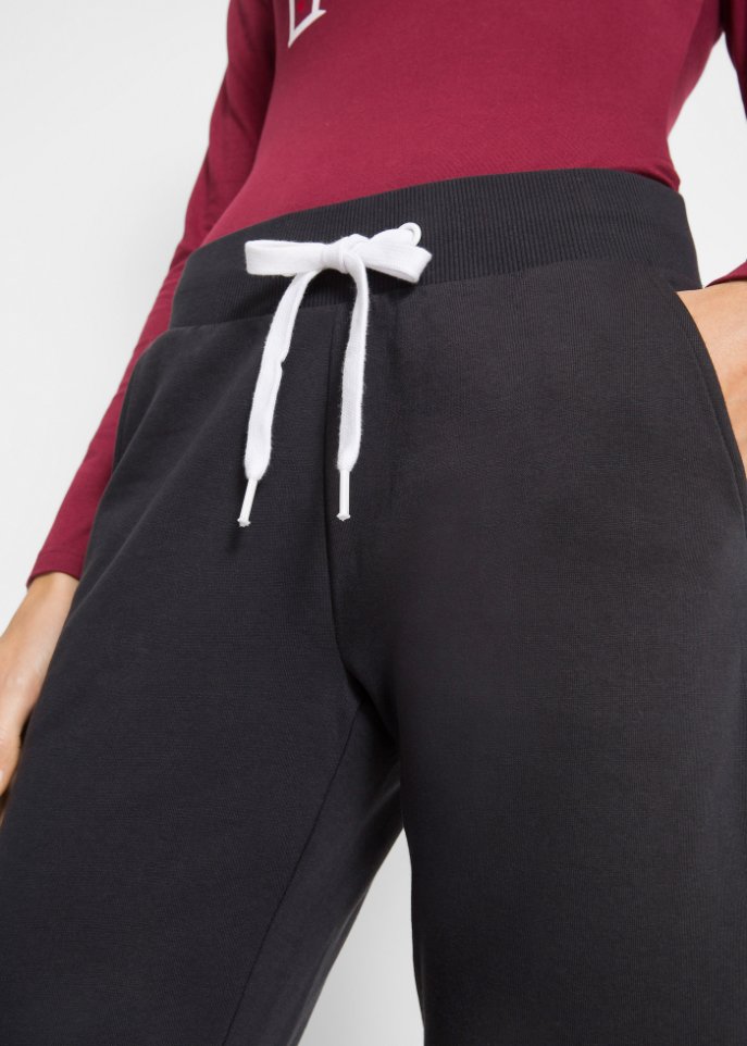 Sweathose mit Bündchen und Statement-Druck