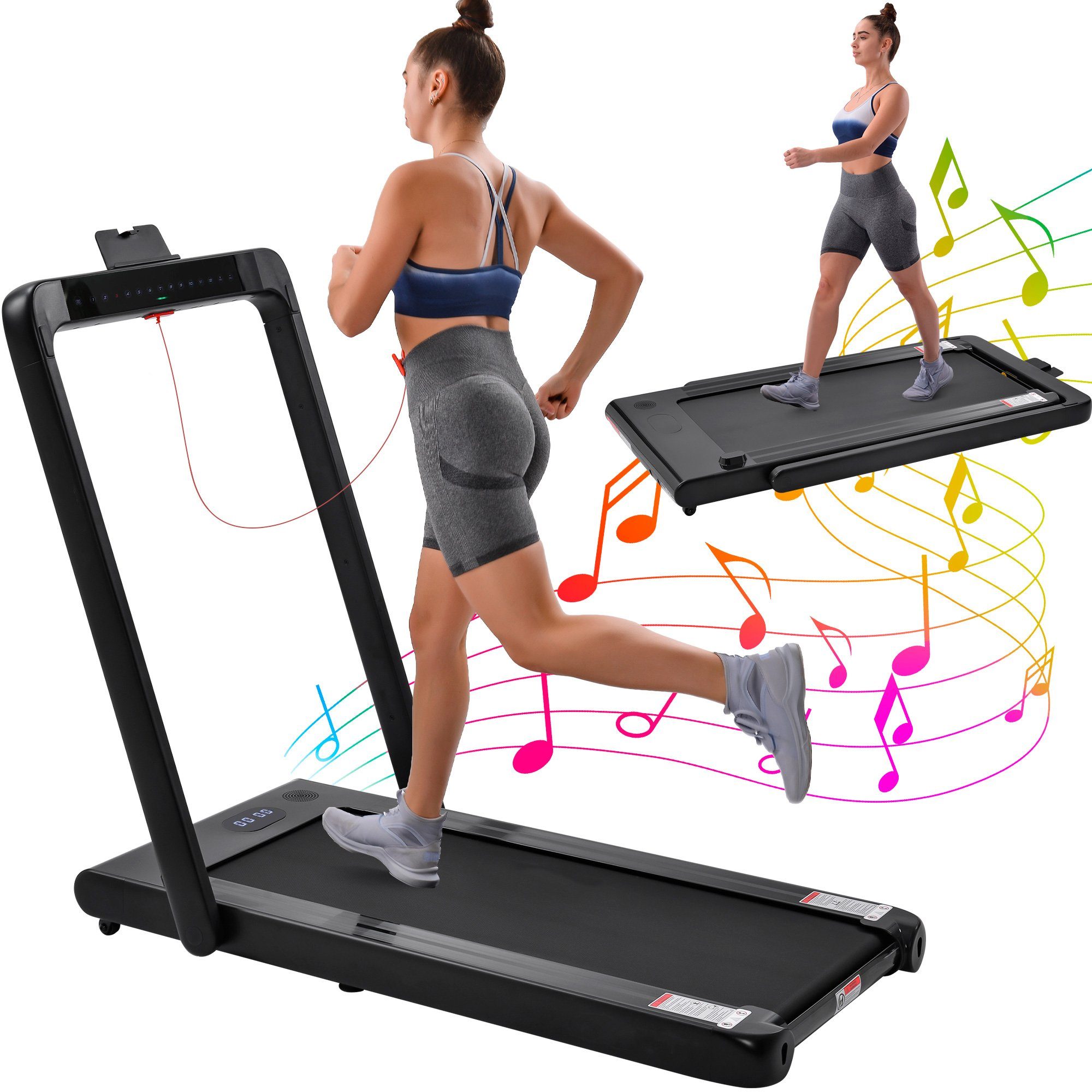 Ulife Laufband 2-in-1 klappbar elektrisches Faltlaufband, mit Fernbedienung und LED-Anzeige