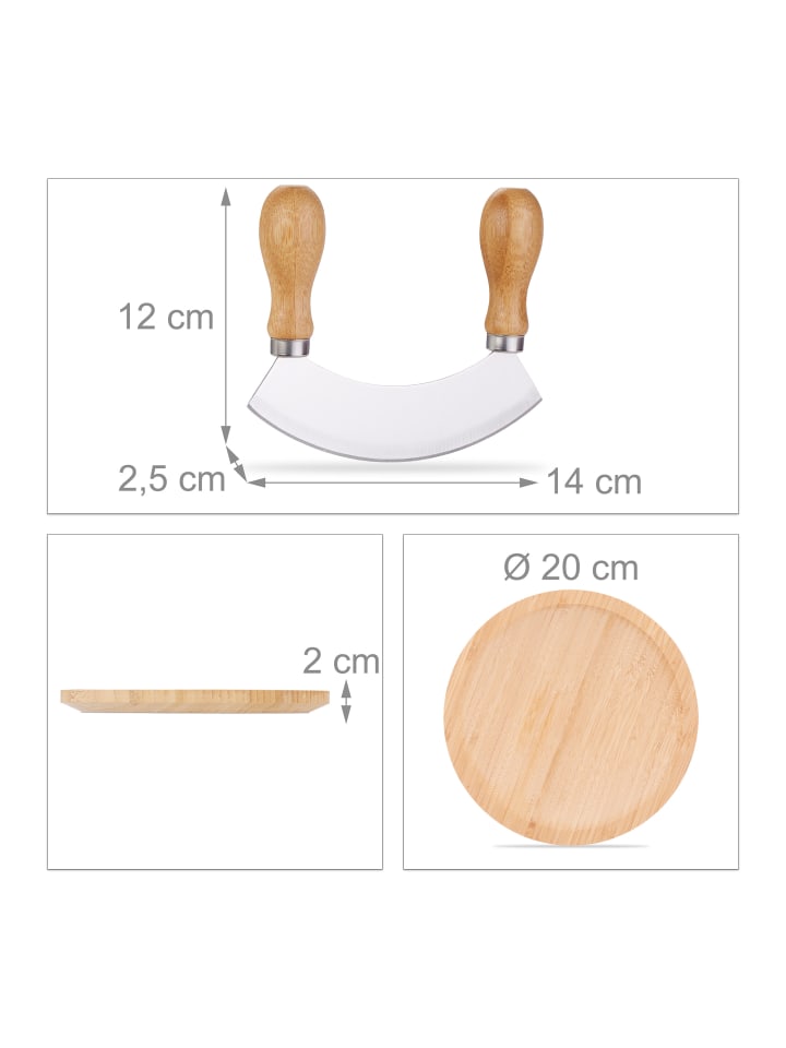 relaxdays Wiegemesser mit Brett in Natur - Ø 20 cm günstig kaufen onesize