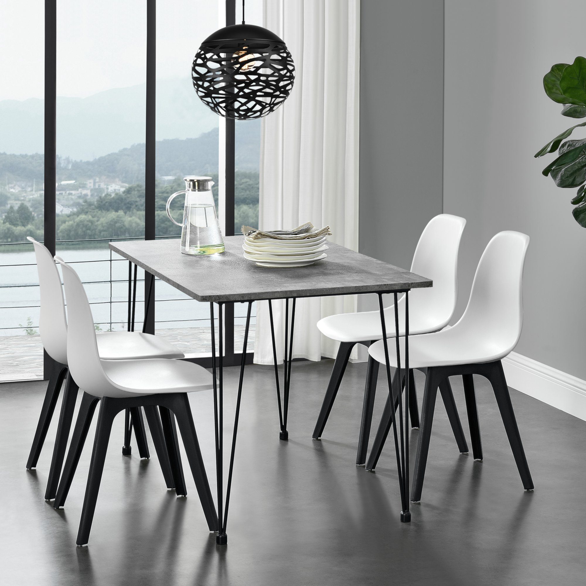 en.casa Esstisch, Kiel Tisch mit Hairpin-Legs Beton-optik