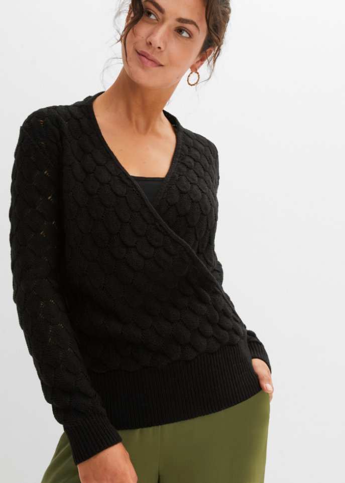 Ajour-Pullover in Wickeloptik