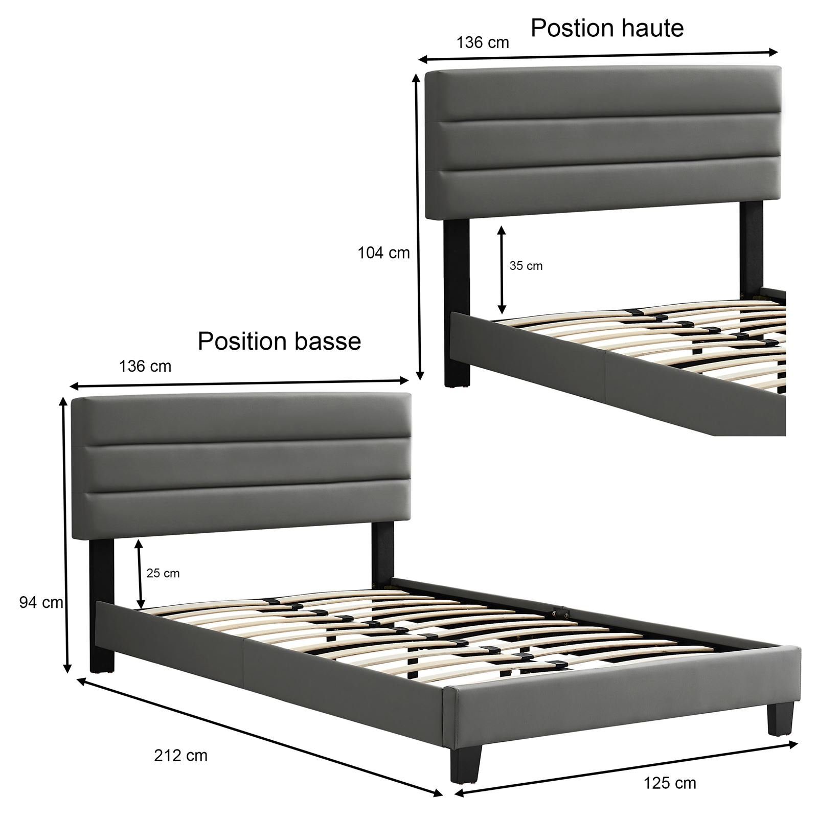 CARO-Möbel Polsterbett GREENPORT, Polsterbett 120x200 cm mit Kunstleder grau Bett Jugendbett Einzelbett