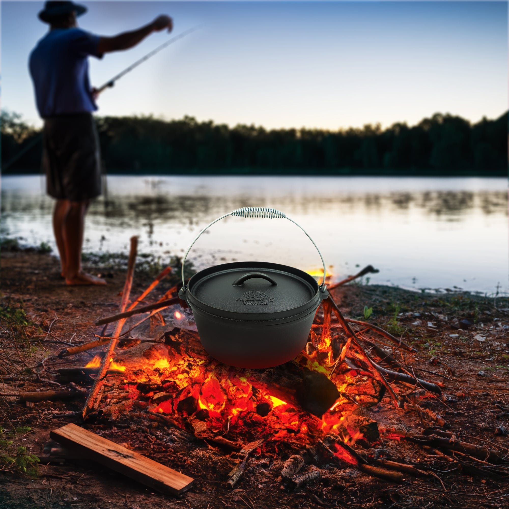 Arebos Topf-Set Dutch Over BBQ Set aus Gusseisen Feuertopf Schmortopf, (Set)