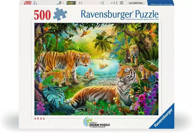 Puzzle 500 Teile - Tiger Family in the Oasis